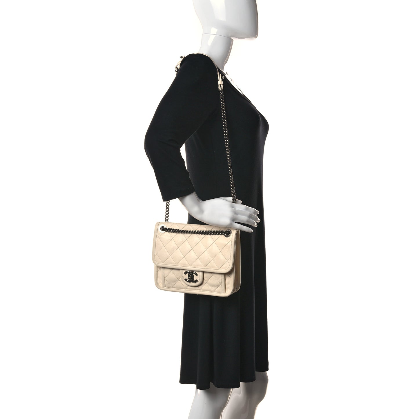 Calfskin Quilted Mini French Riviera Flap Ivory
