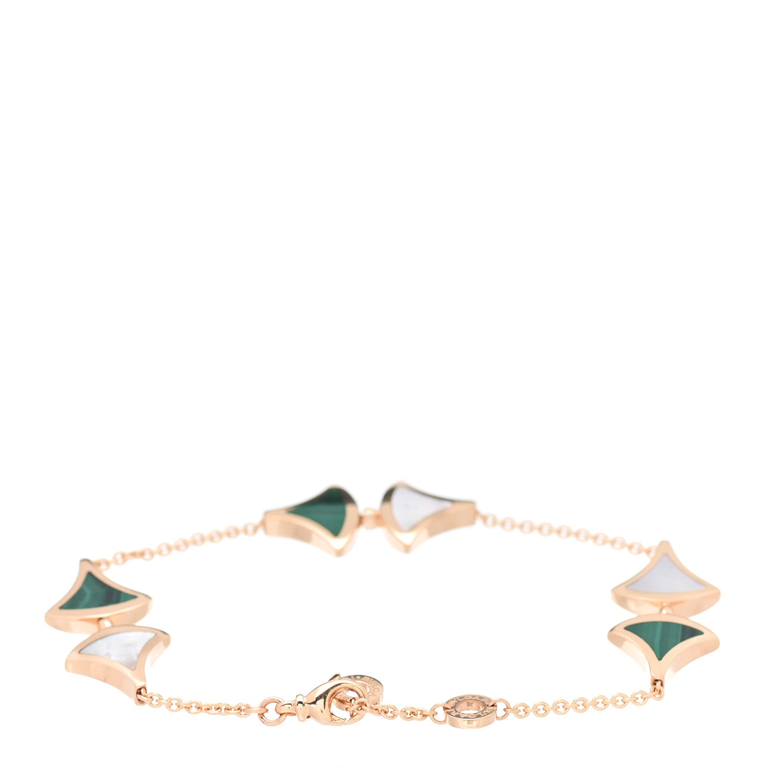Bulgari 18K Rose Gold Mother of Pearl Malachite Divas' Dream Bracelet 3 of 7