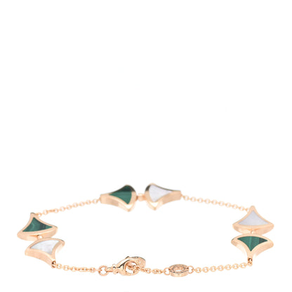 Bulgari 18K Rose Gold Mother of Pearl Malachite Divas' Dream Bracelet 3 of 7