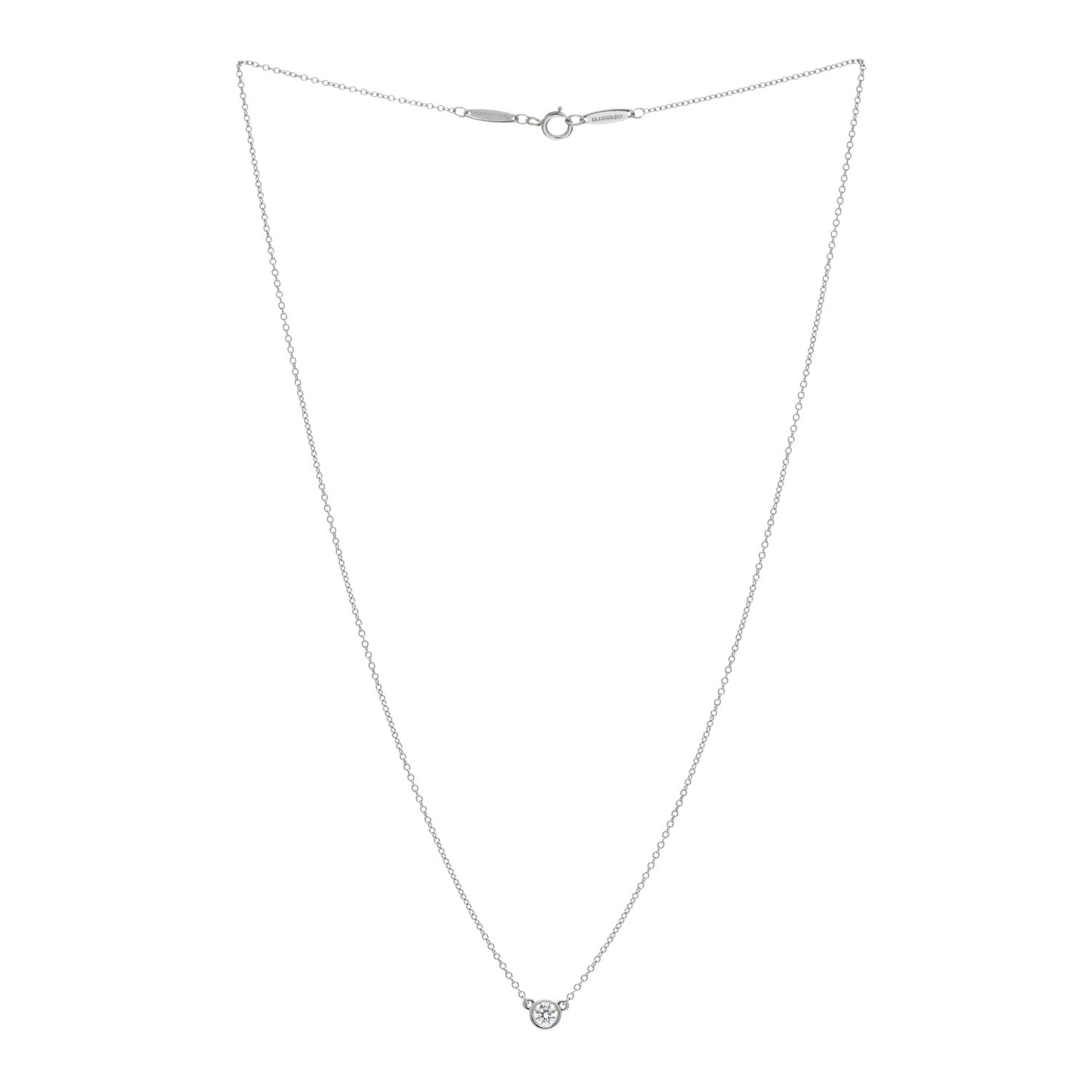 Platinum Diamond .17ct Elsa Peretti Diamonds By The Yard Pendant Necklace
