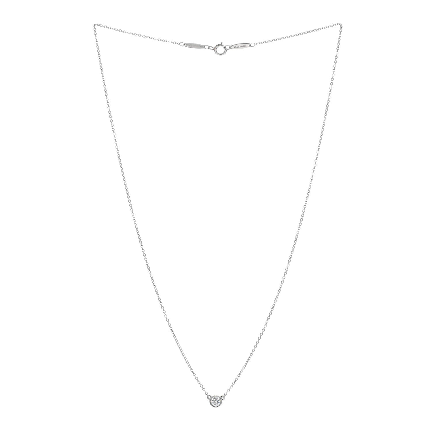 Tiffany Platinum Diamond .17ct Elsa Peretti Diamonds By The Yard Pendant Necklace 2 of 5