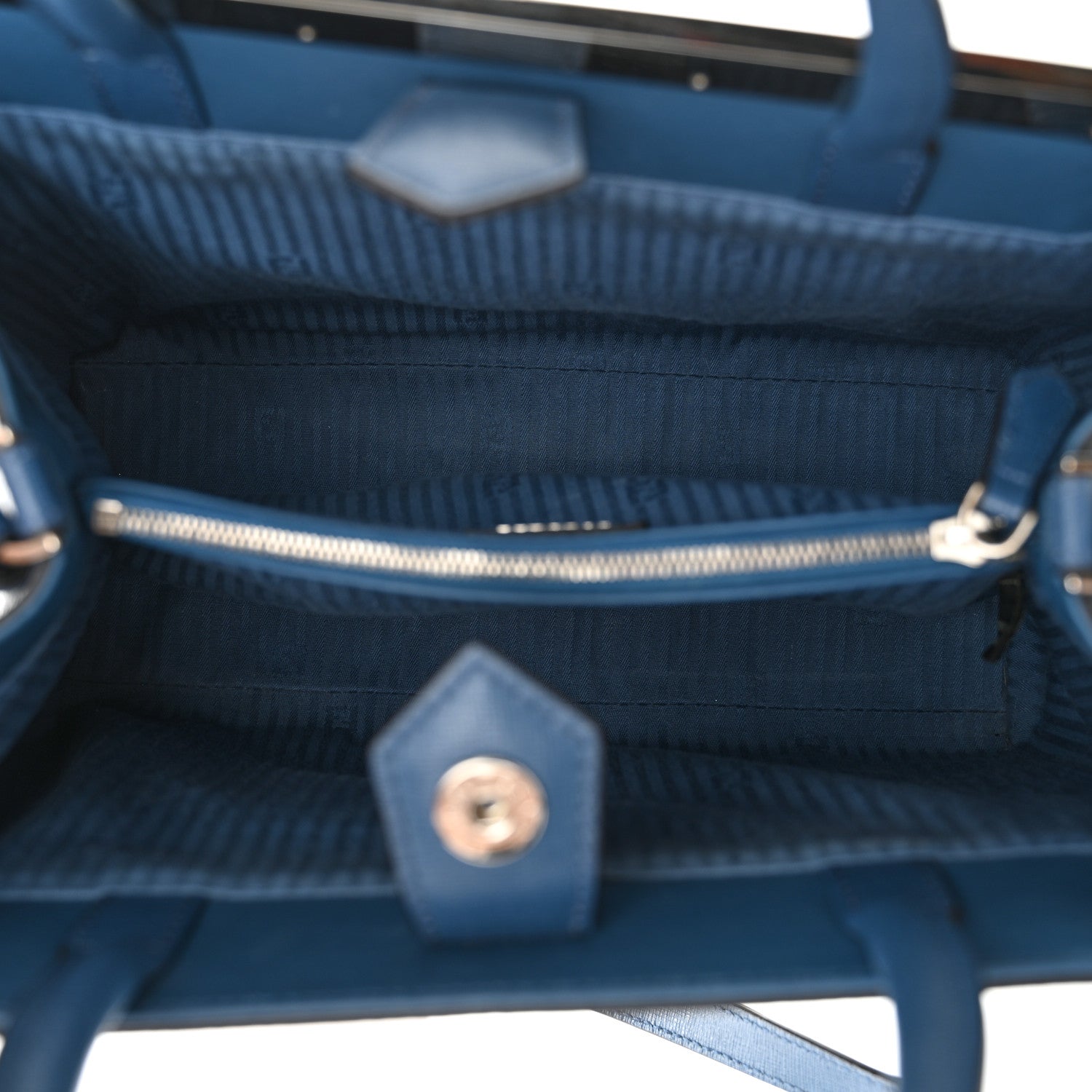 Fendi Vitello Elite Petite 2Jours Tote Blue Cobalto 5 of 9