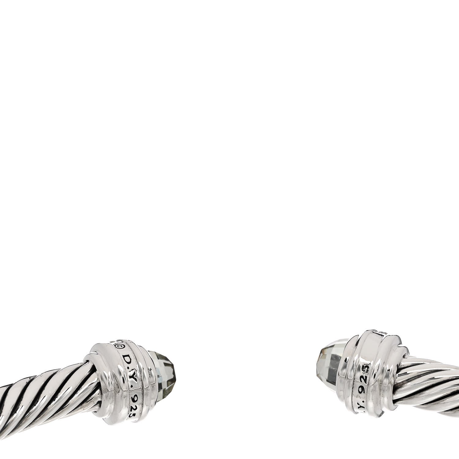 David Yurman Sterling Silver Diamond Prasiolite 5mm Cable Classics Princess Bracelet 3 of 3