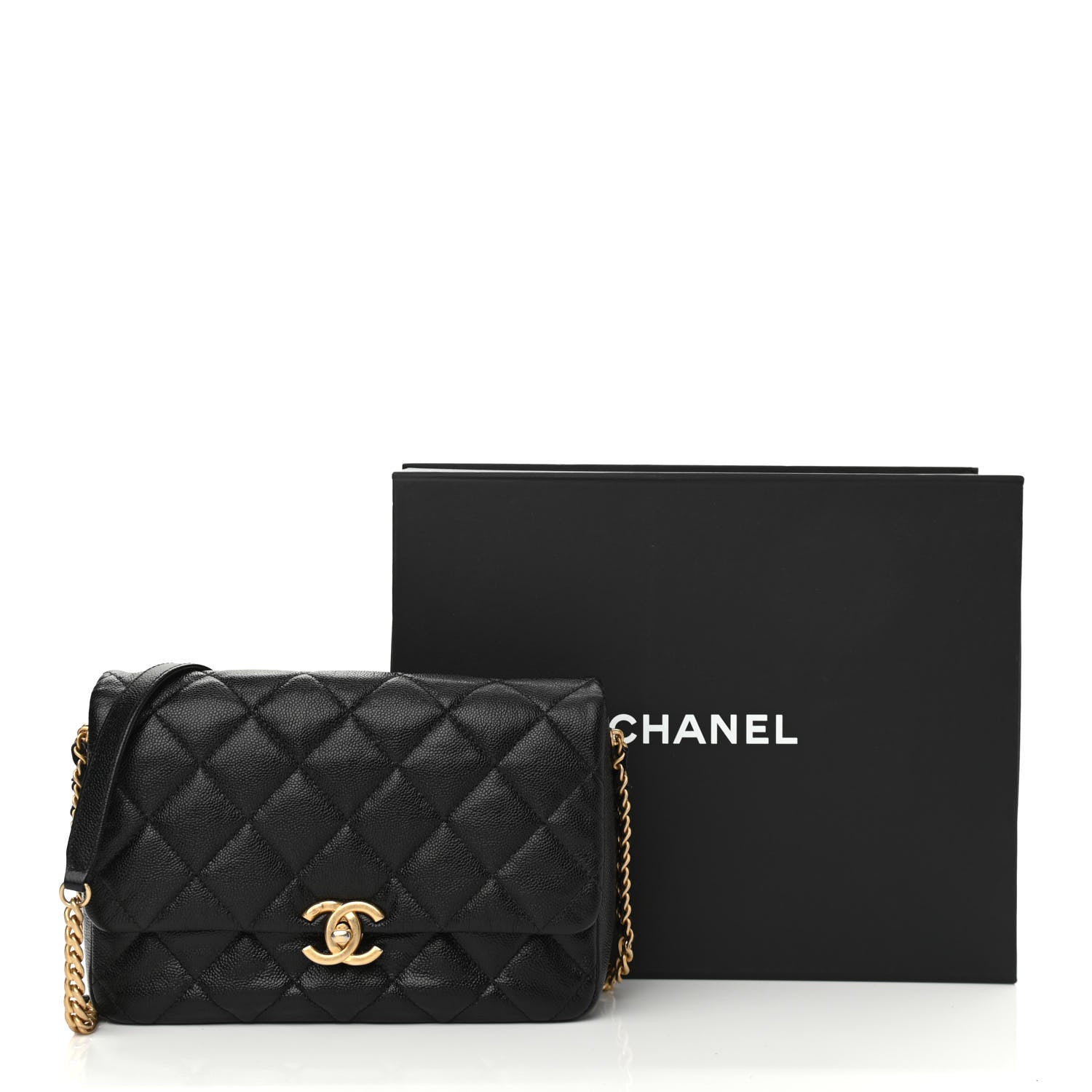 Chanel Shiny Caviar Quilted Large Chain Melody Flap Black 13 of 13