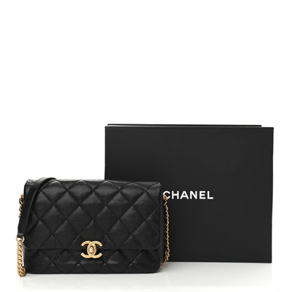 Chanel Shiny Caviar Quilted Large Chain Melody Flap Black 13 of 13