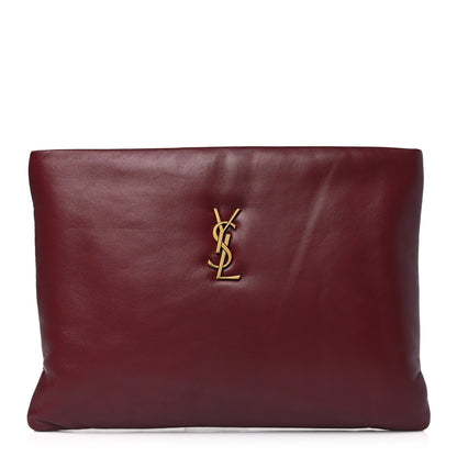 Saint Laurent Lambskin Small Calypso Pouch Rouge Merlot 1 of 10