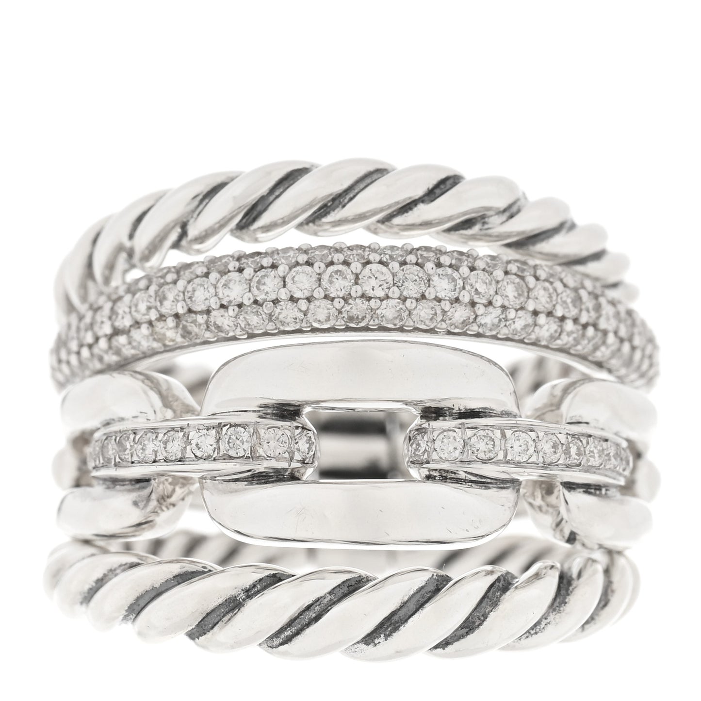 Sterling Silver Diamond Wellesley Four-Row Ring 53 6.5