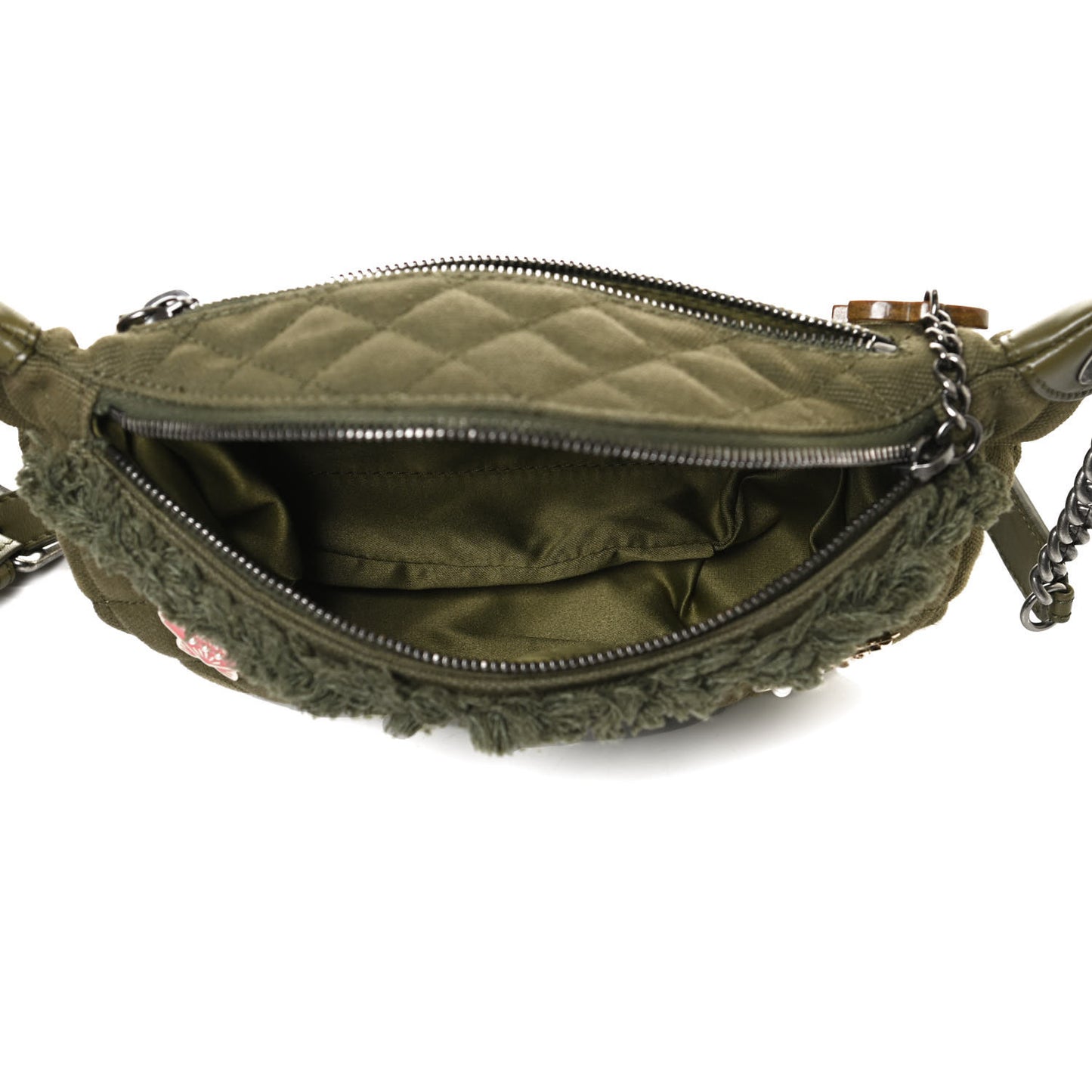 Canvas Lambskin Quilted Coco Cuba Charms Waist Bag Khaki
