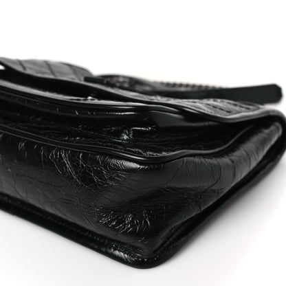Saint Laurent Crinkled Calfskin Matelasse Monogram Baby Niki Chain Satchel Black 9 of 9
