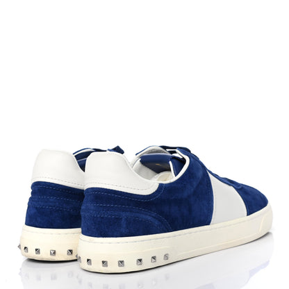 Valentino Garavani Suede Calfskin Mens Rockstud Flycrew Sneakers 43 Navy White 3 of 4