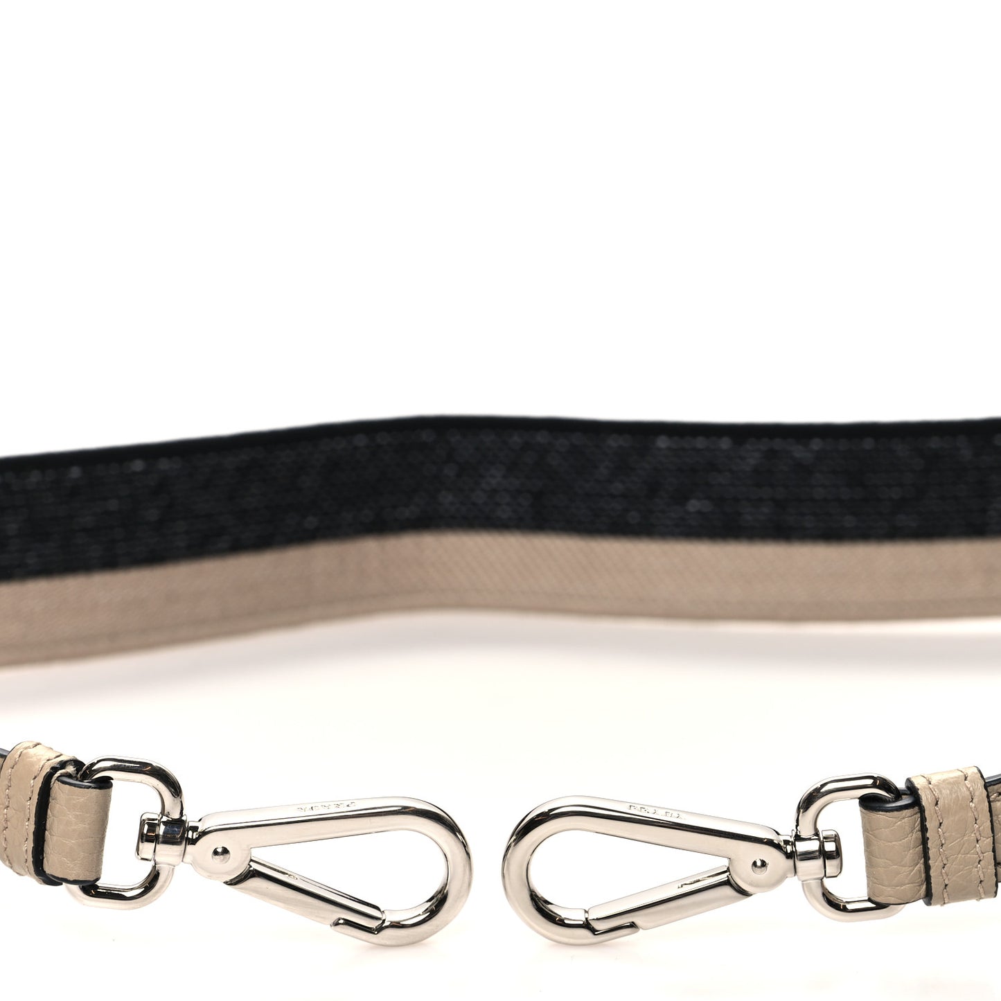 Canvas Calfskin Logo Shoulder Strap Black Beige
