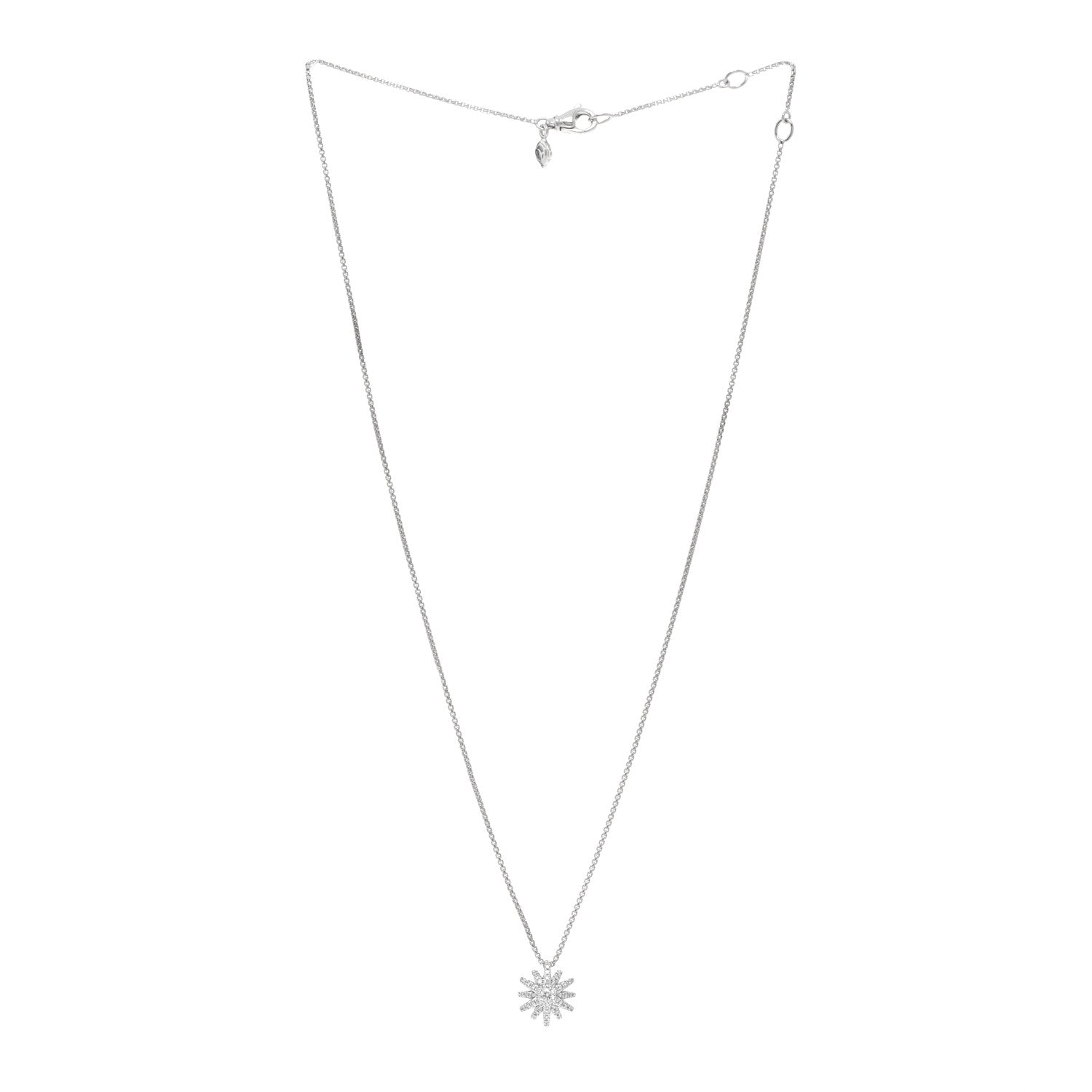 David Yurman 18K White Gold Diamond Starburst Pave Pendant Necklace 3 of 4
