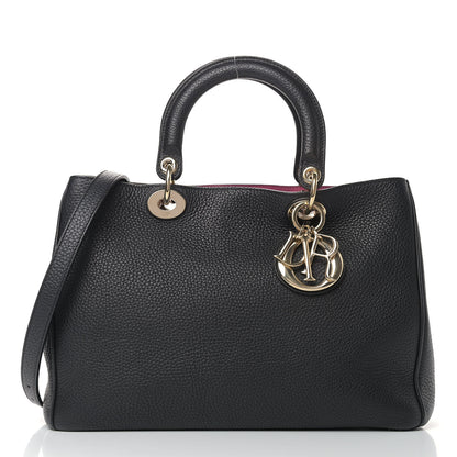 Christian Dior Bullcalf Medium Diorissimo Tote Black Rose Indien 3 of 15