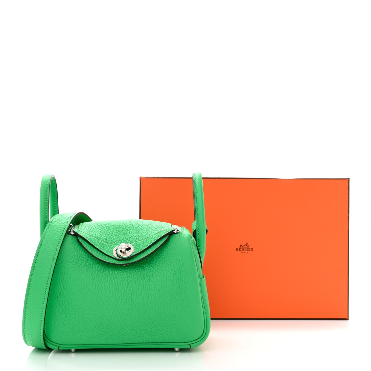 Hermes Taurillon Clemence Mini Lindy 20 Vert Comics 11 of 11