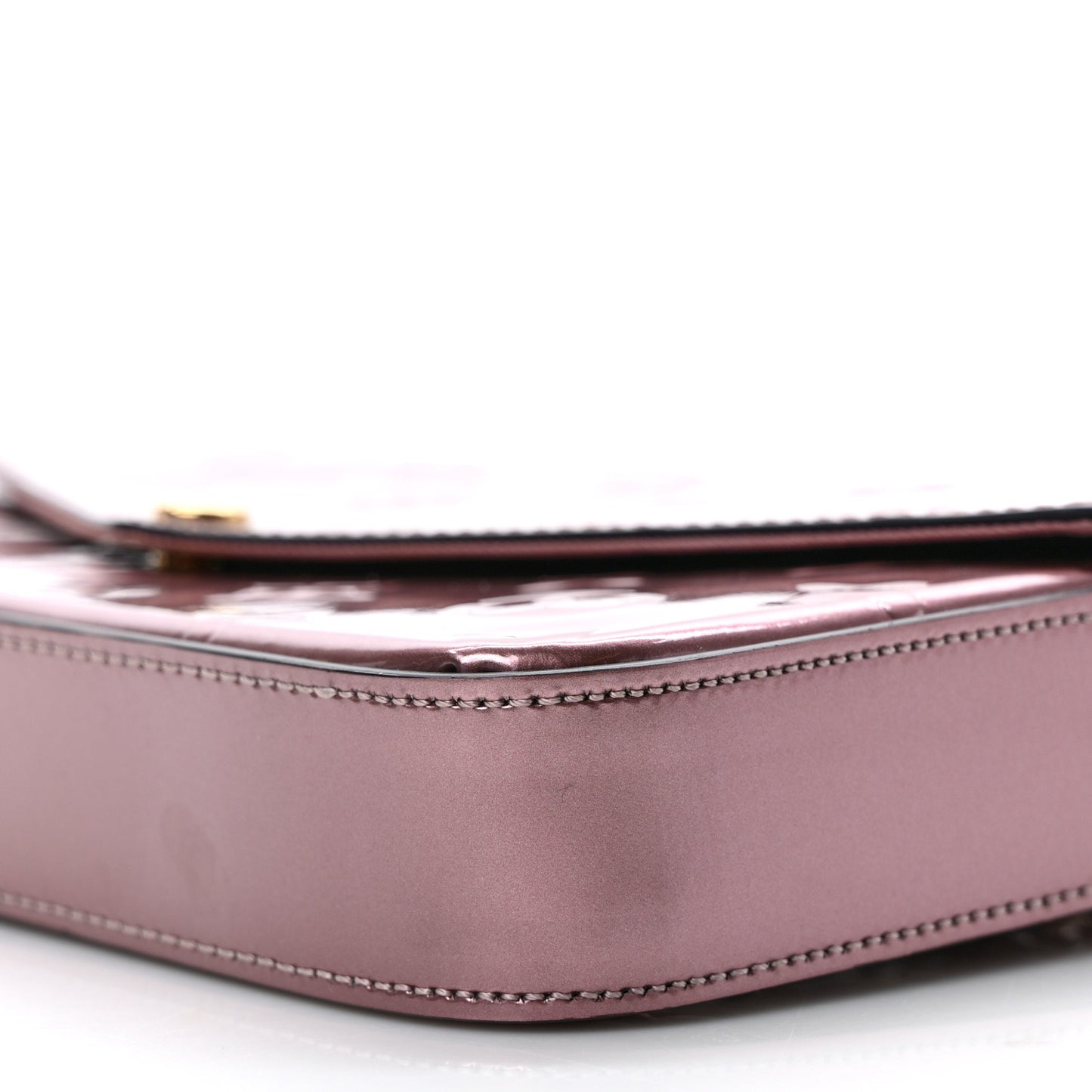 Vernis Pochette Felicie Chain Wallet Metallic Pale Pink