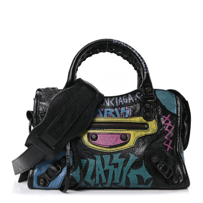 Balenciaga Agneau Arena Graffiti All Over Classic Hardware Mini City Black Multicolor 1 of 11