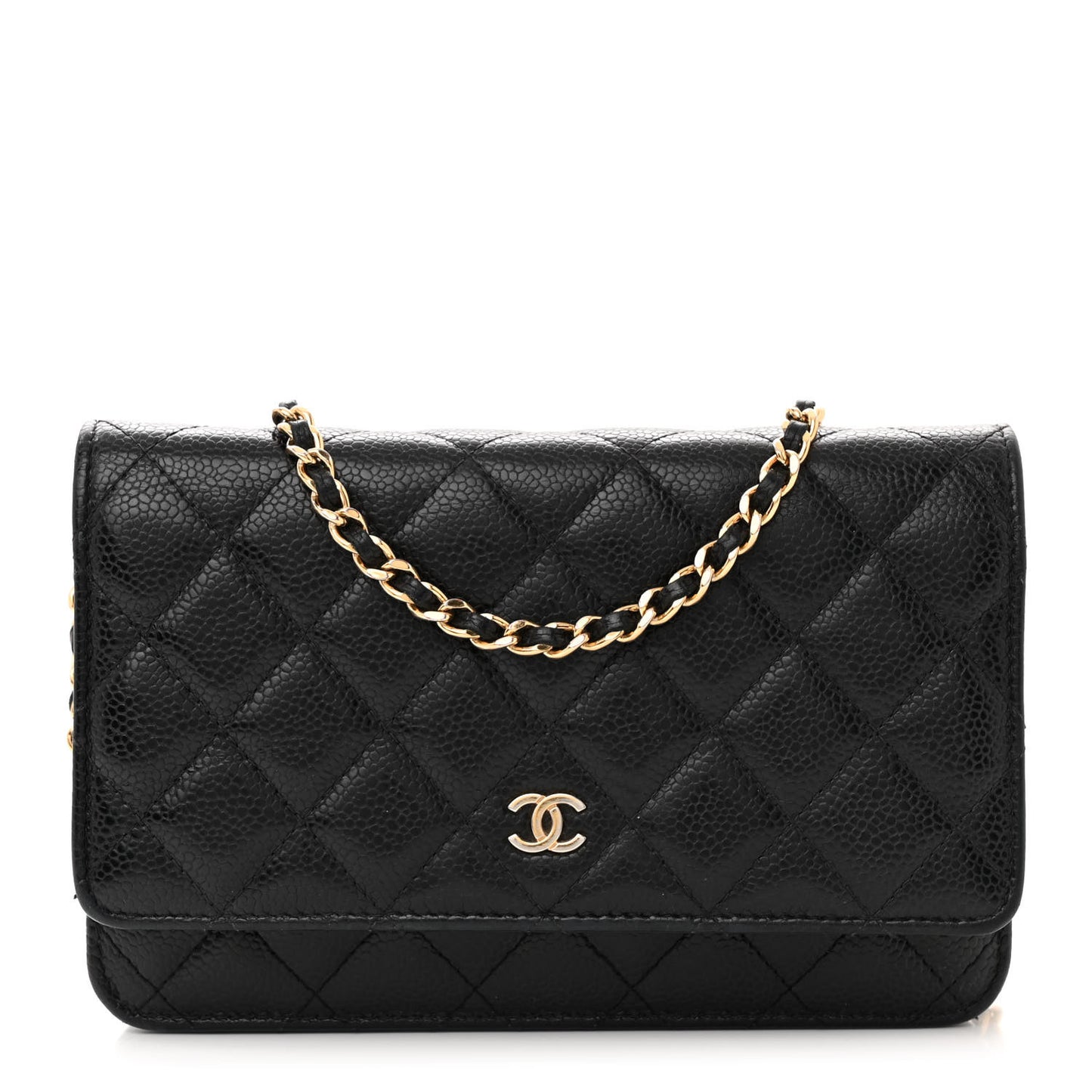 Caviar Quilted Wallet on Chain WOC Black