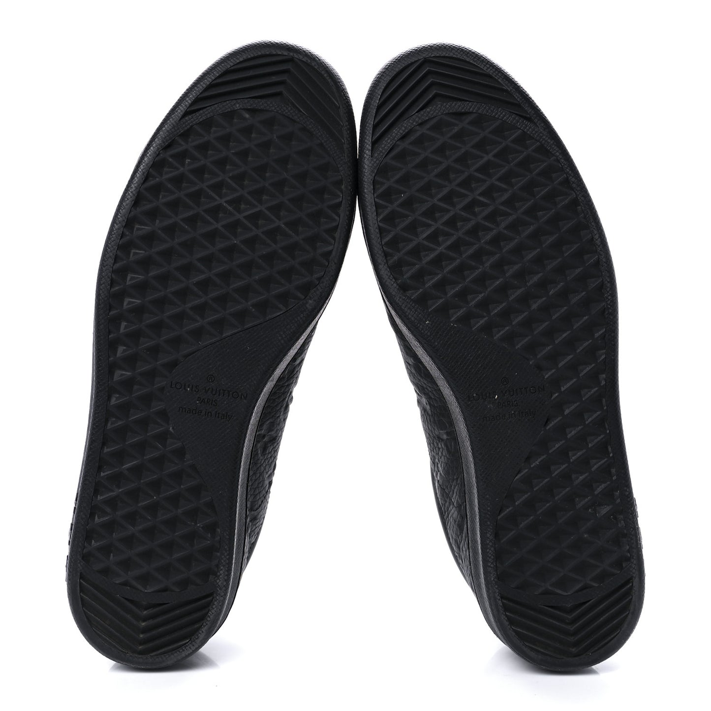 Grained Calfskin Embossed Monogram Mens Luxembourg Sneakers 7.5 Black