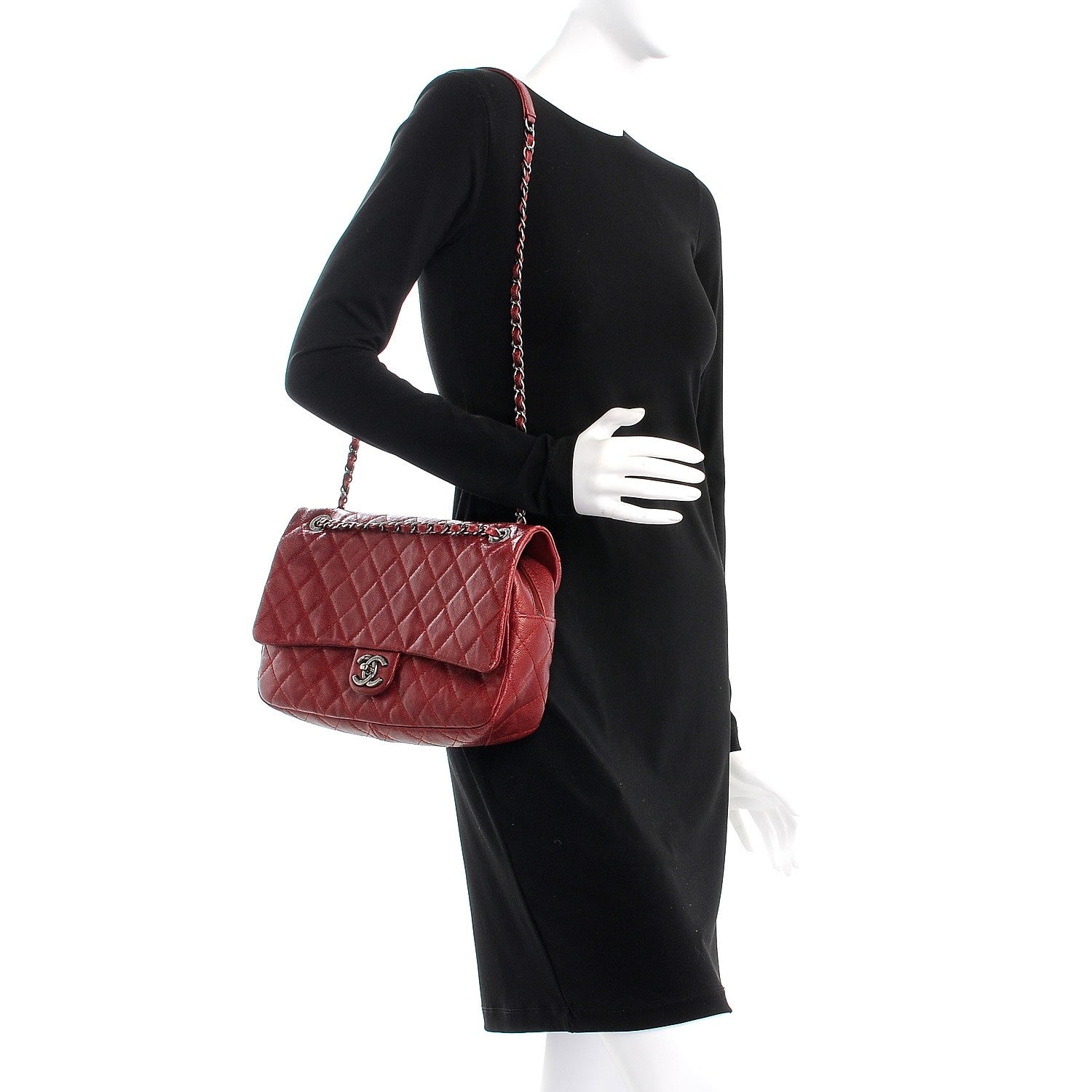 Chanel Iridescent Caviar Quilted Large Chic Flap Red 2 of 8
