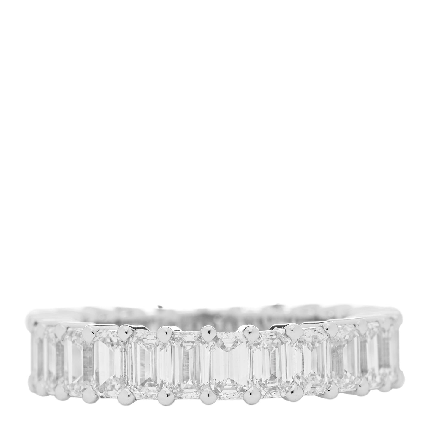 Platinum Diamond 3.78ctw Emerald Cut Claw Set Eternity Ring 50 5.5