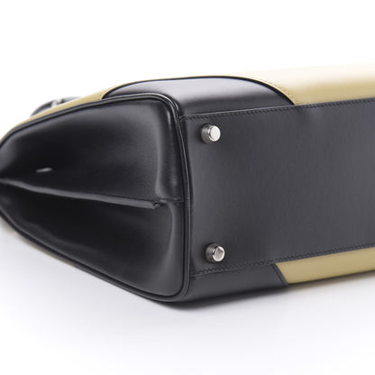 Gucci Smooth Calfskin Diagonal Striped Medium Zumi Top Handle Bag Black Beige 9 of 12