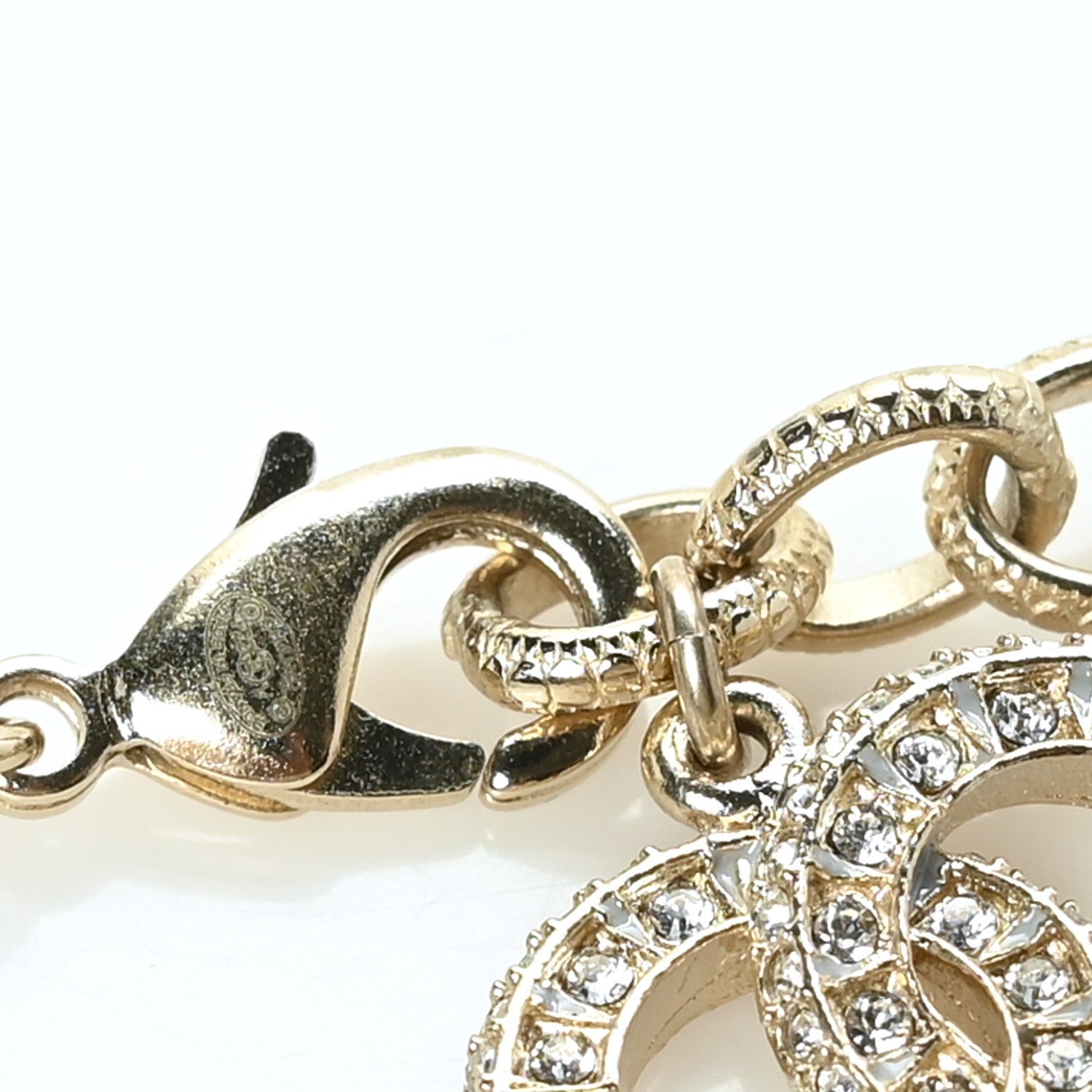 Chanel Graduated Pearl Crystal CC Bracelet Gold 4 of 5