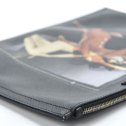 Givenchy Textured Coated Canvas Bambi Print Medium Cosmetic Pouch Black 7 of 13