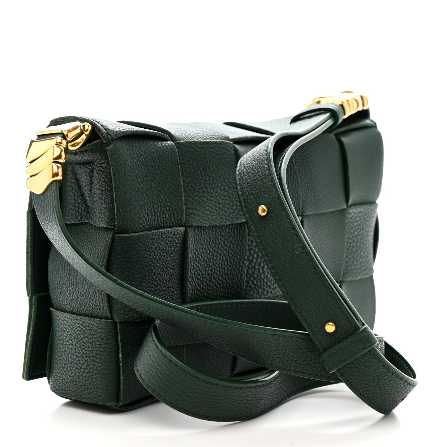 Grained Calfskin Maxi Intrecciato Cassette Crossbody Bag Raintree Green