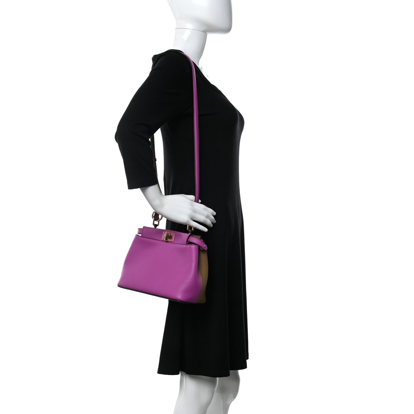 Vitello Seta Nappa Plexiglass Bi-Color Mini Peekaboo Iconic Satchel Bouganville Sand