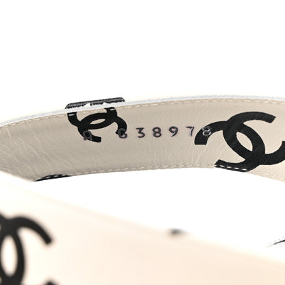 Chanel Lambskin Printed CC Thong Sandals 40 White Black 6 of 9