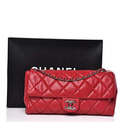 Chanel Glazed Caviar Medium Nature Flap Bag Red 10 of 13