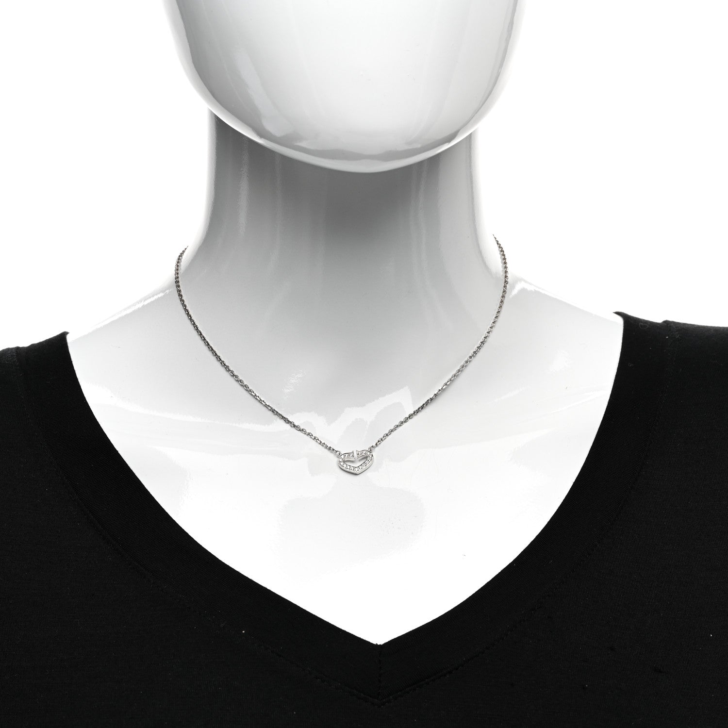 Cartier 18K White Gold Diamond Small Hearts and Symbols Pendant Necklace 2 of 5