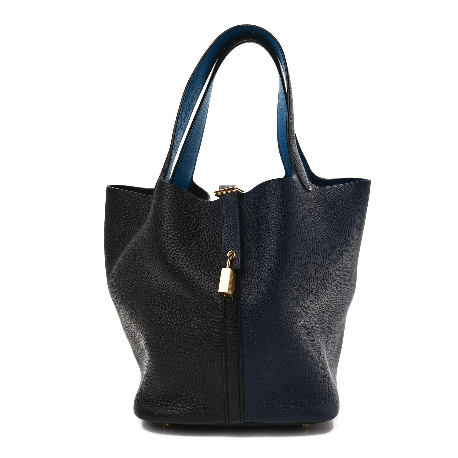 Hermes Taurillon Clemence Casaque Picotin Lock 22 MM Bleu Nuit Black Blue Frida 1 of 11
