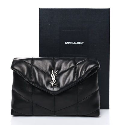 Saint Laurent Lambskin Monogram Loulou Puffer Pouch Clutch Black 13 of 13