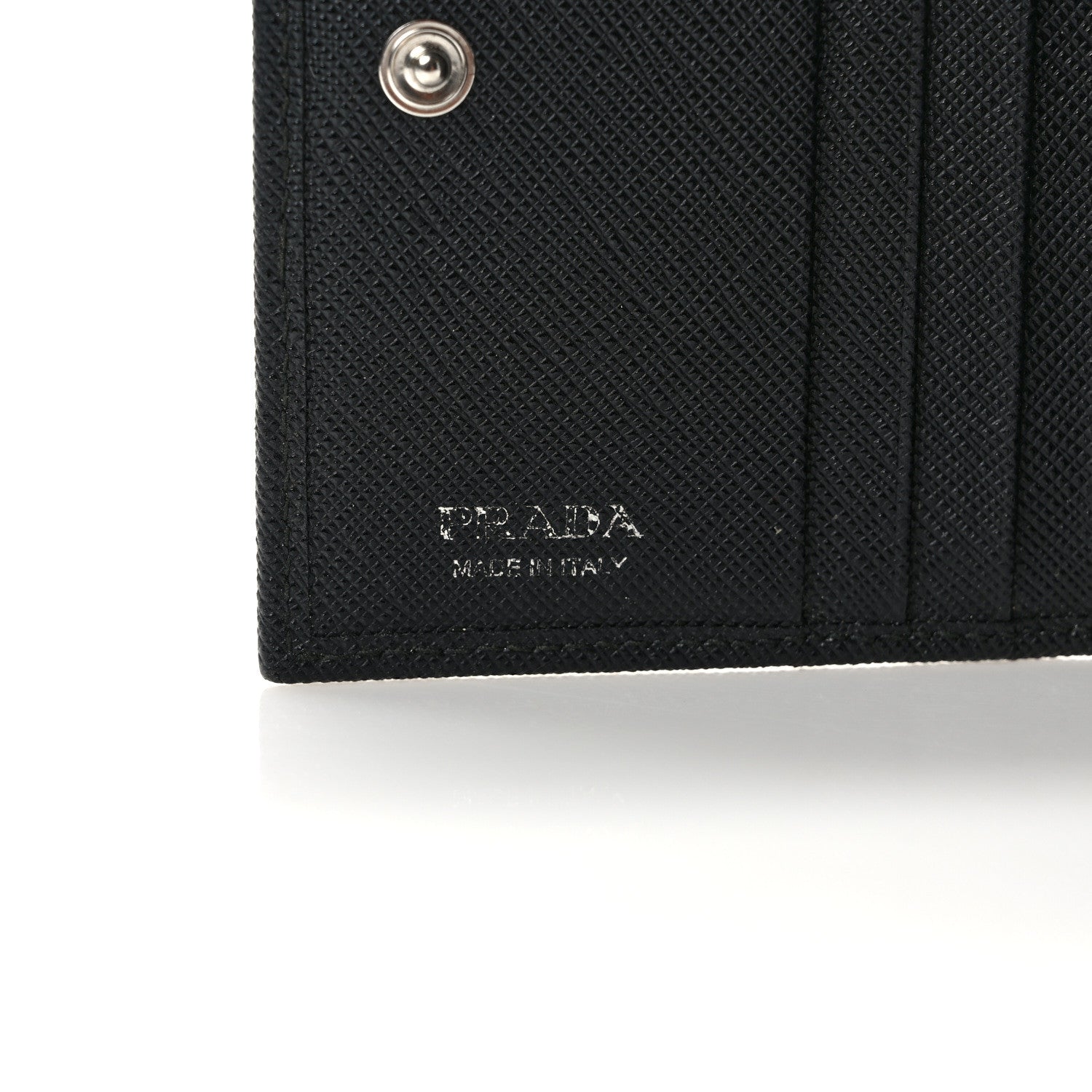 Prada Saffiano Small Triangle Bi-Fold Wallet Black 6 of 7