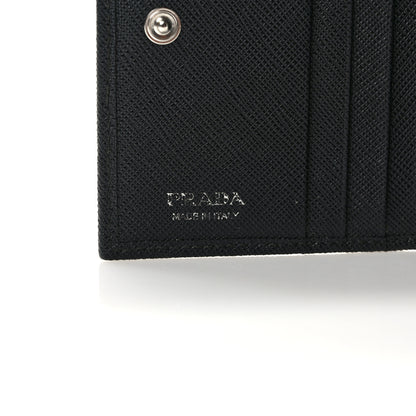 Prada Saffiano Small Triangle Bi-Fold Wallet Black 6 of 7