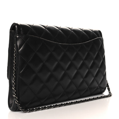 Chanel Lambskin Quilted Clutch With Chain Flap Black 3 of 10