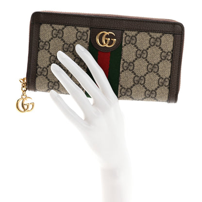 Gucci GG Supreme Monogram Web Ophidia Zip Around Wallet Brown 2 of 8