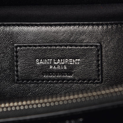 Saint Laurent Denim Mixed Matelasse Triquilt Large Monogram Envelope Satchel Black 6 of 10