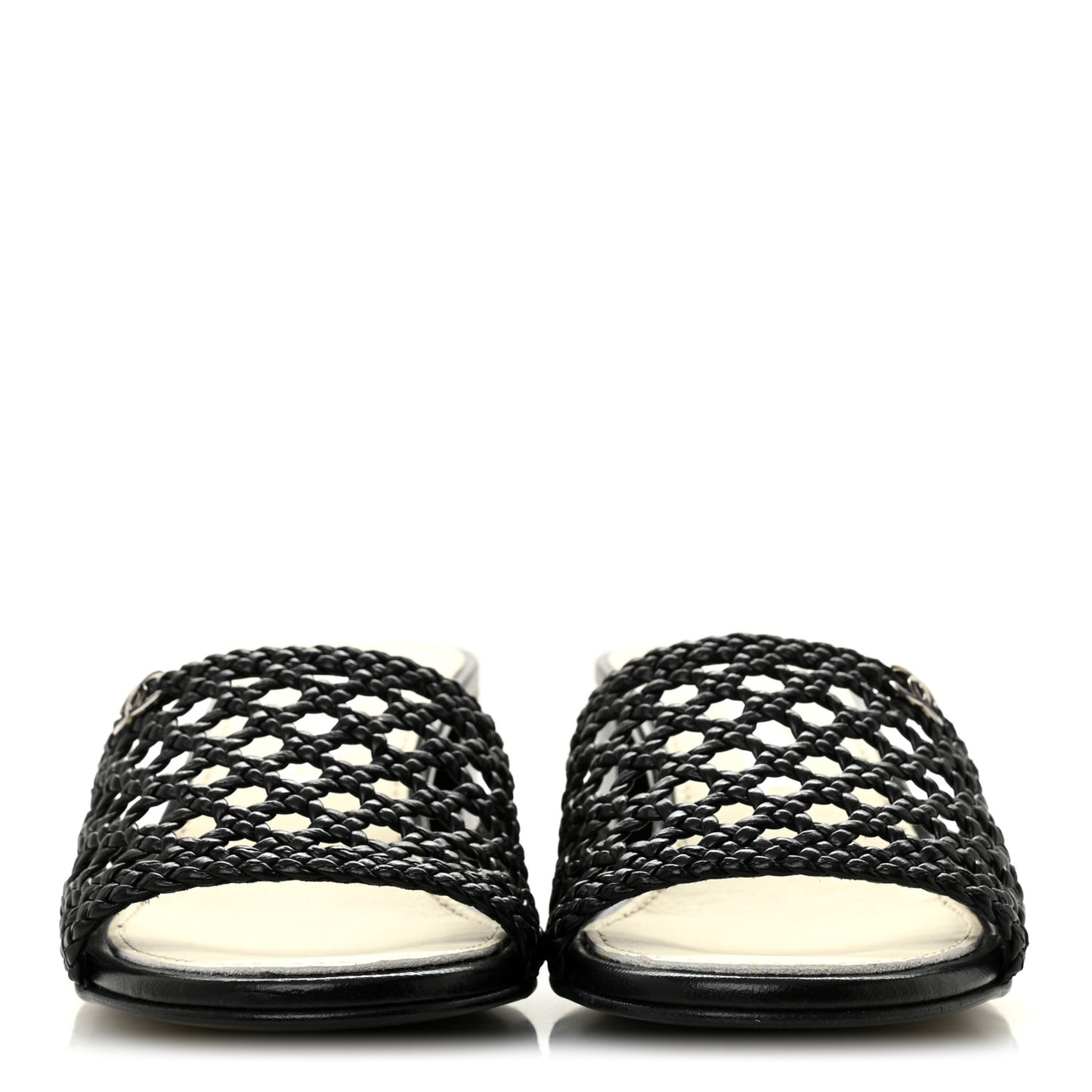 Goatskin Braided Mules 35 Black