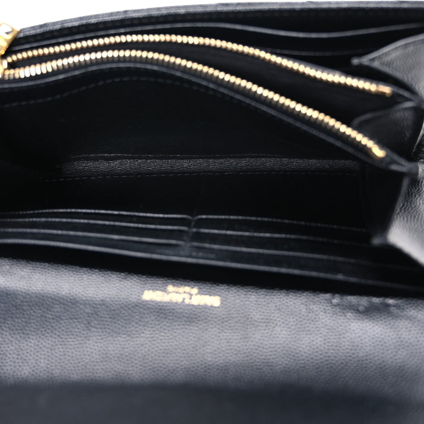 Grain De Poudre Matelasse Chevron Monogram Flap Wallet Black