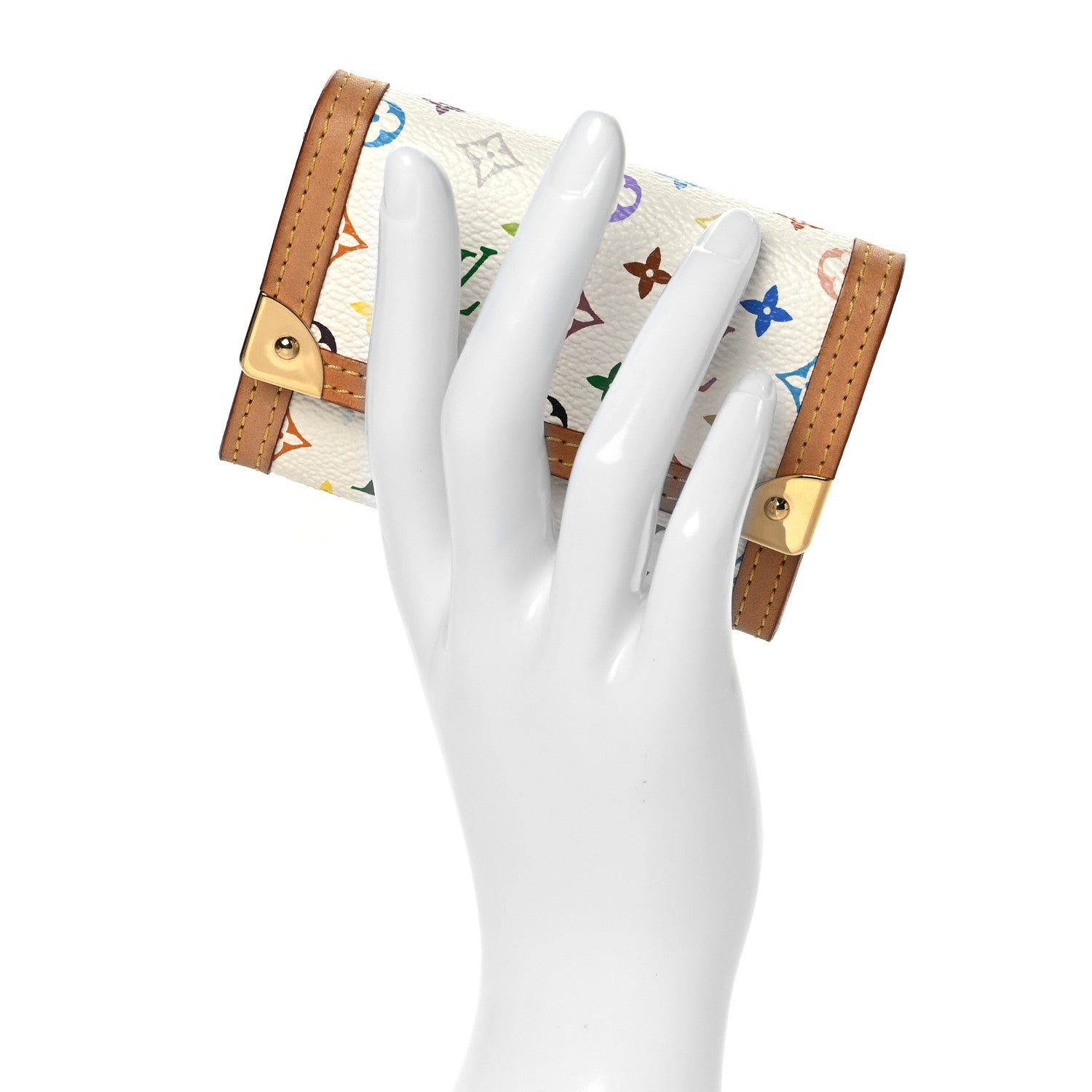 Louis Vuitton Monogram Multicolor Porte-Monnaie Plat Coin Purse White 2 of 8