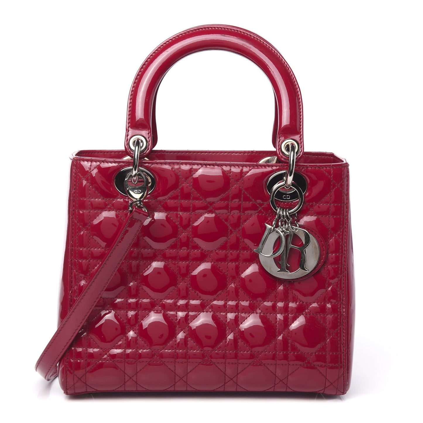 Patent Cannage Medium Lady Dior Red