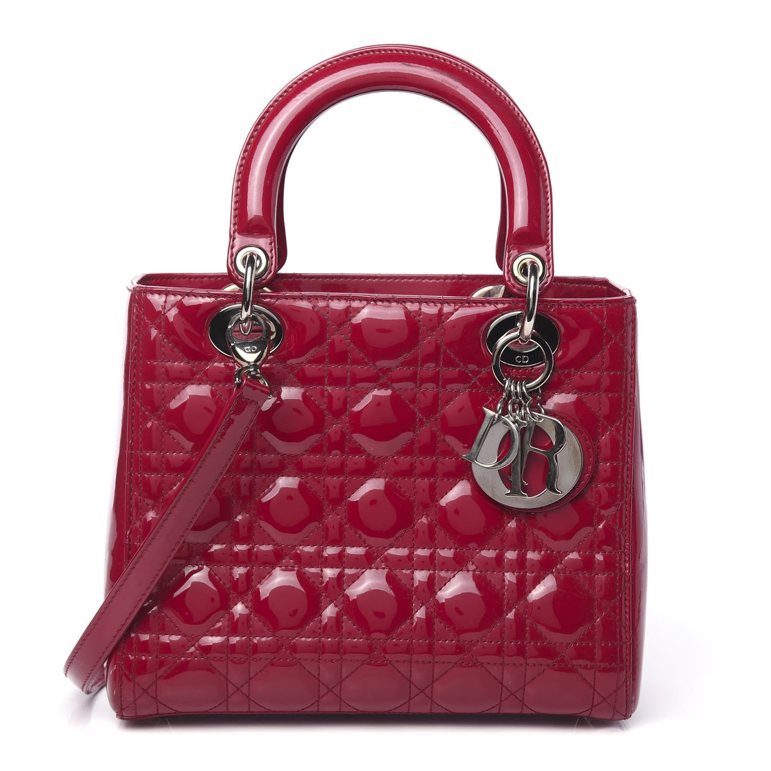 Christian Dior Patent Cannage Medium Lady Dior Red 1 of 13