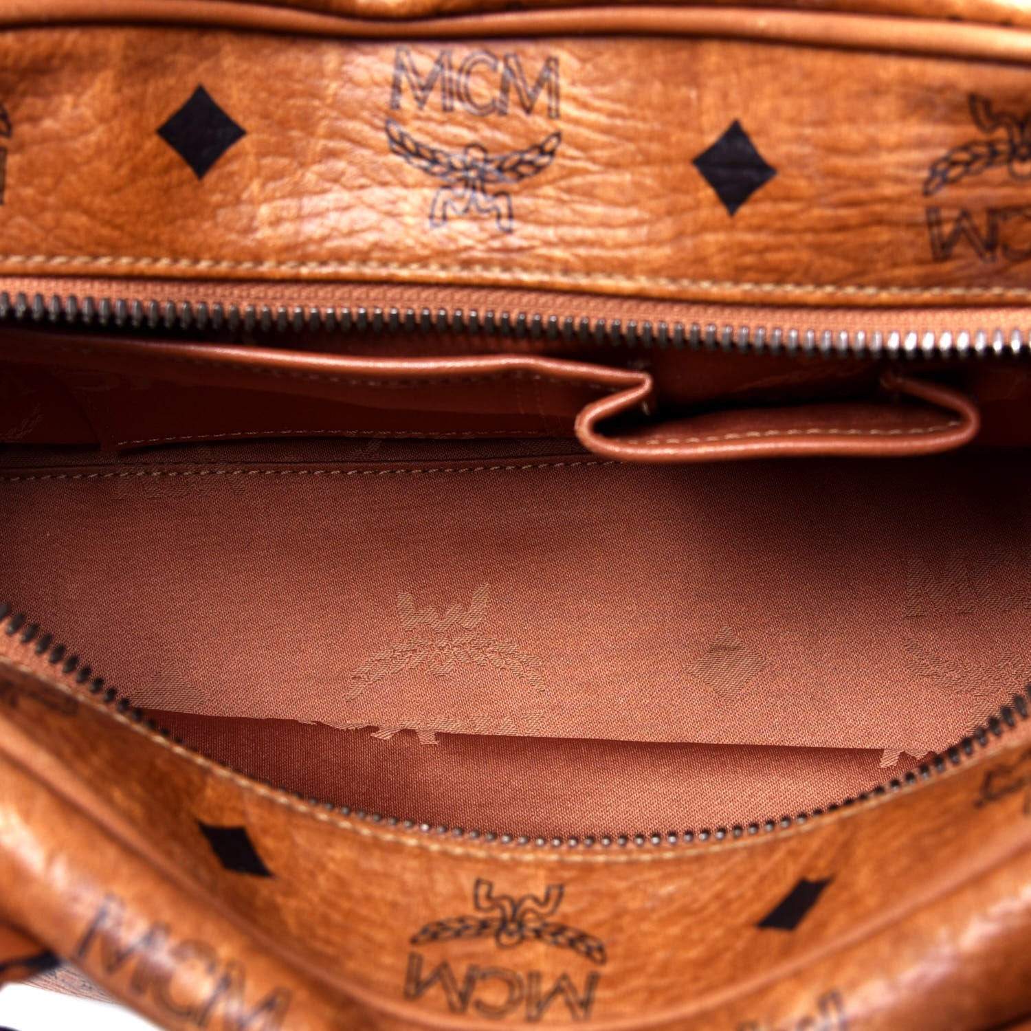 MCM Visetos Pocket Satchel Cognac 4 of 5