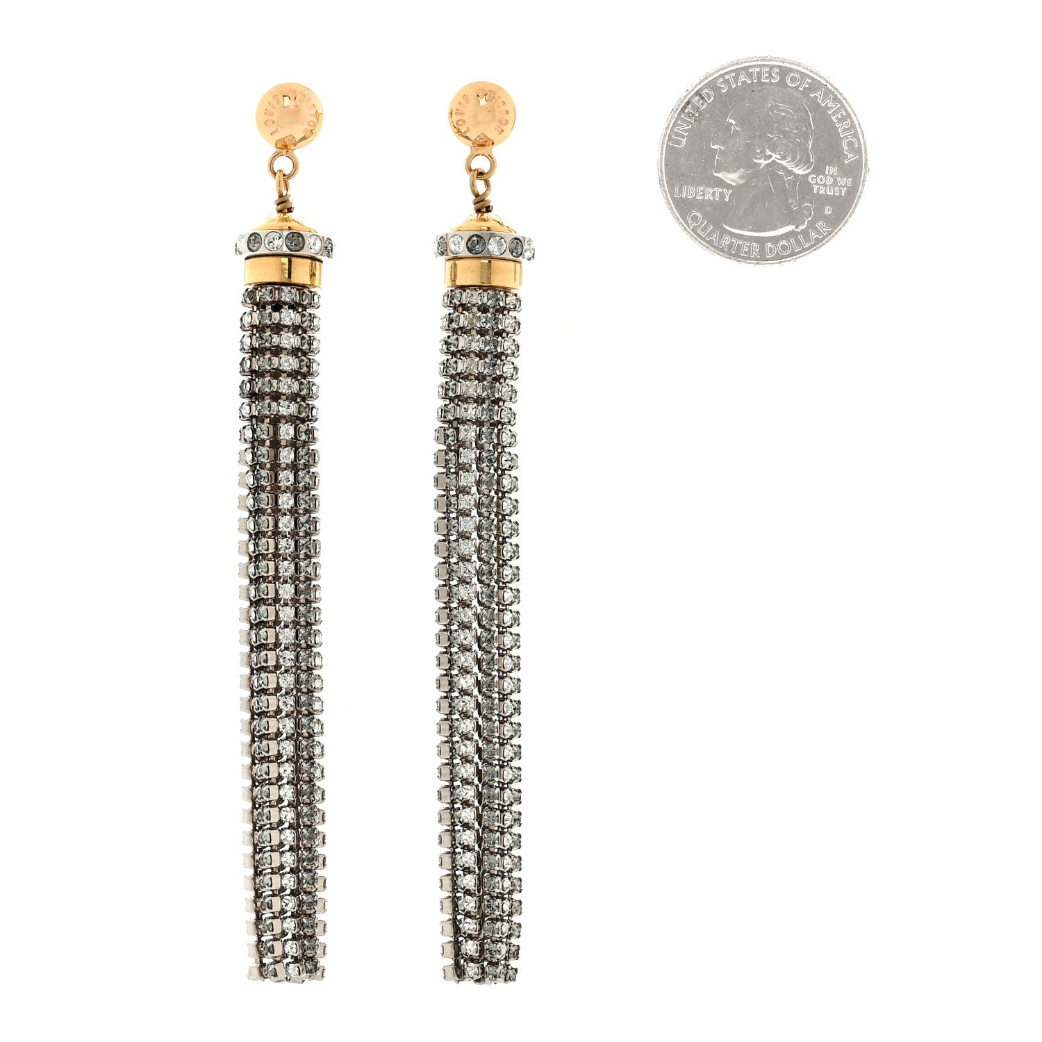 Louis Vuitton LOUIS VUITTON Crystal Strand Earrings Gold 2 of 5