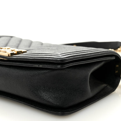 Chanel Caviar Chevron Quilted Medium Boy Flap Black 10 of 11
