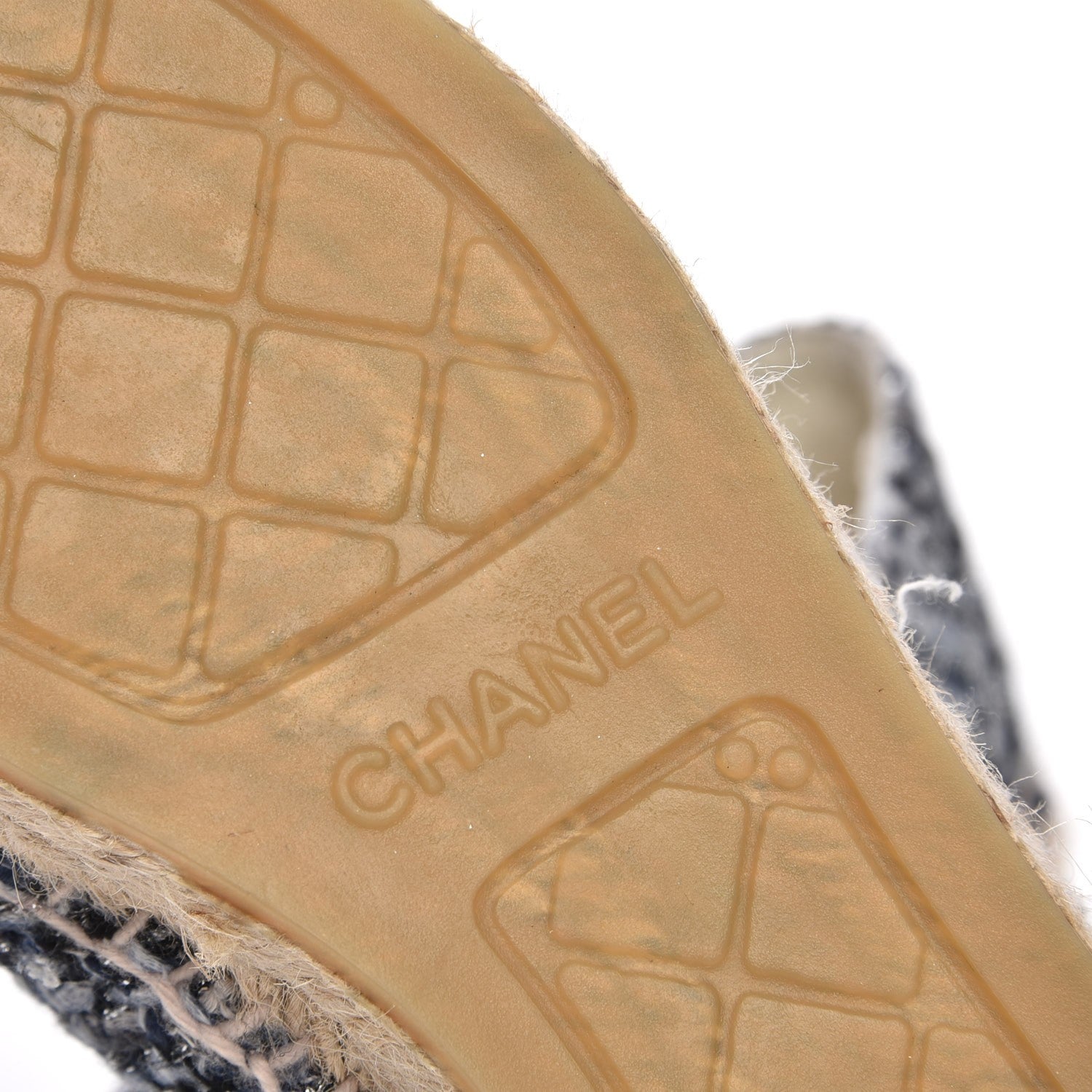 Chanel Metallic Tweed Lambskin CC Espadrilles 35 Blue Black Silver 7 of 9