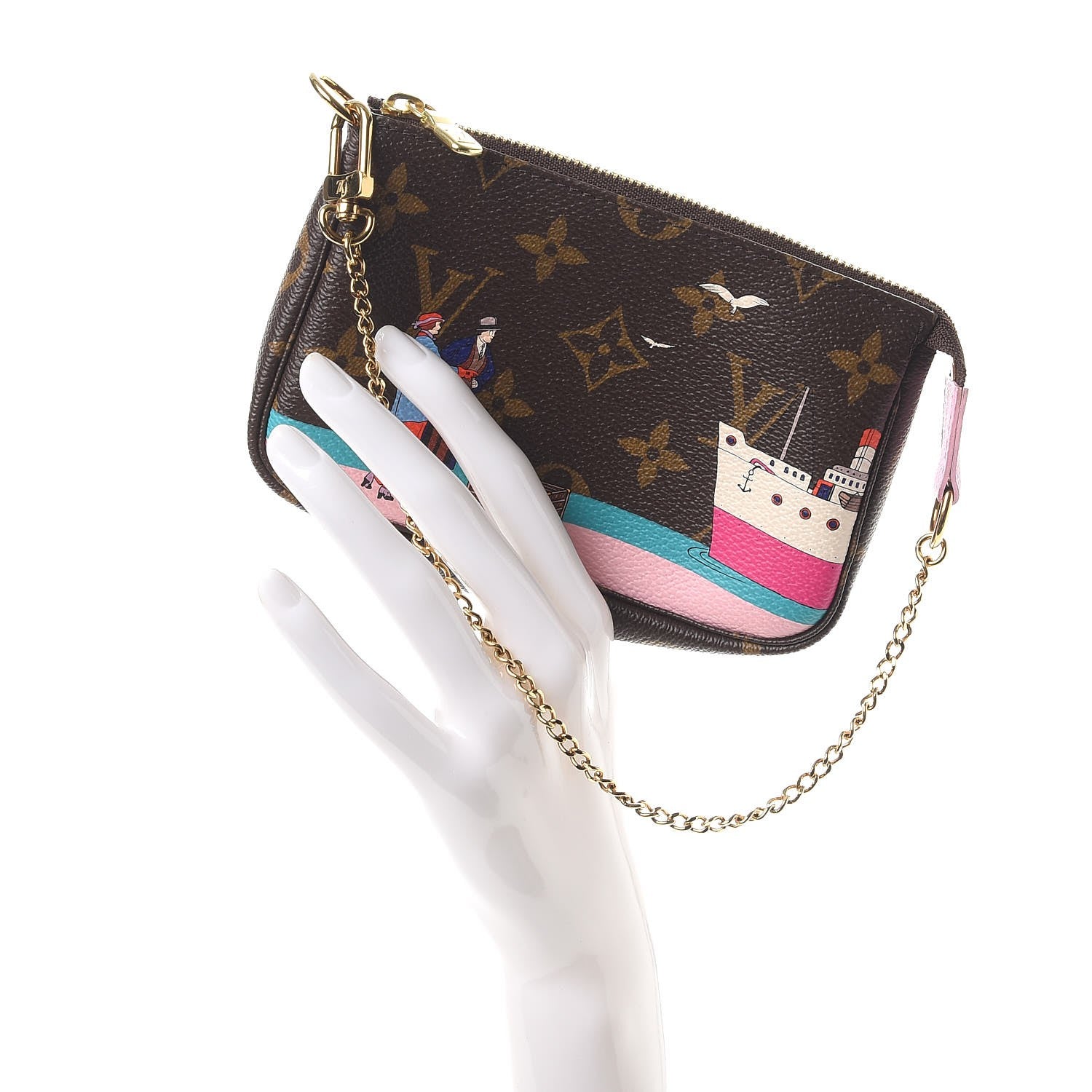 Louis Vuitton Monogram 2016 Christmas Animation Mini Pochette Accessories Rose Ballerine 2 of 7