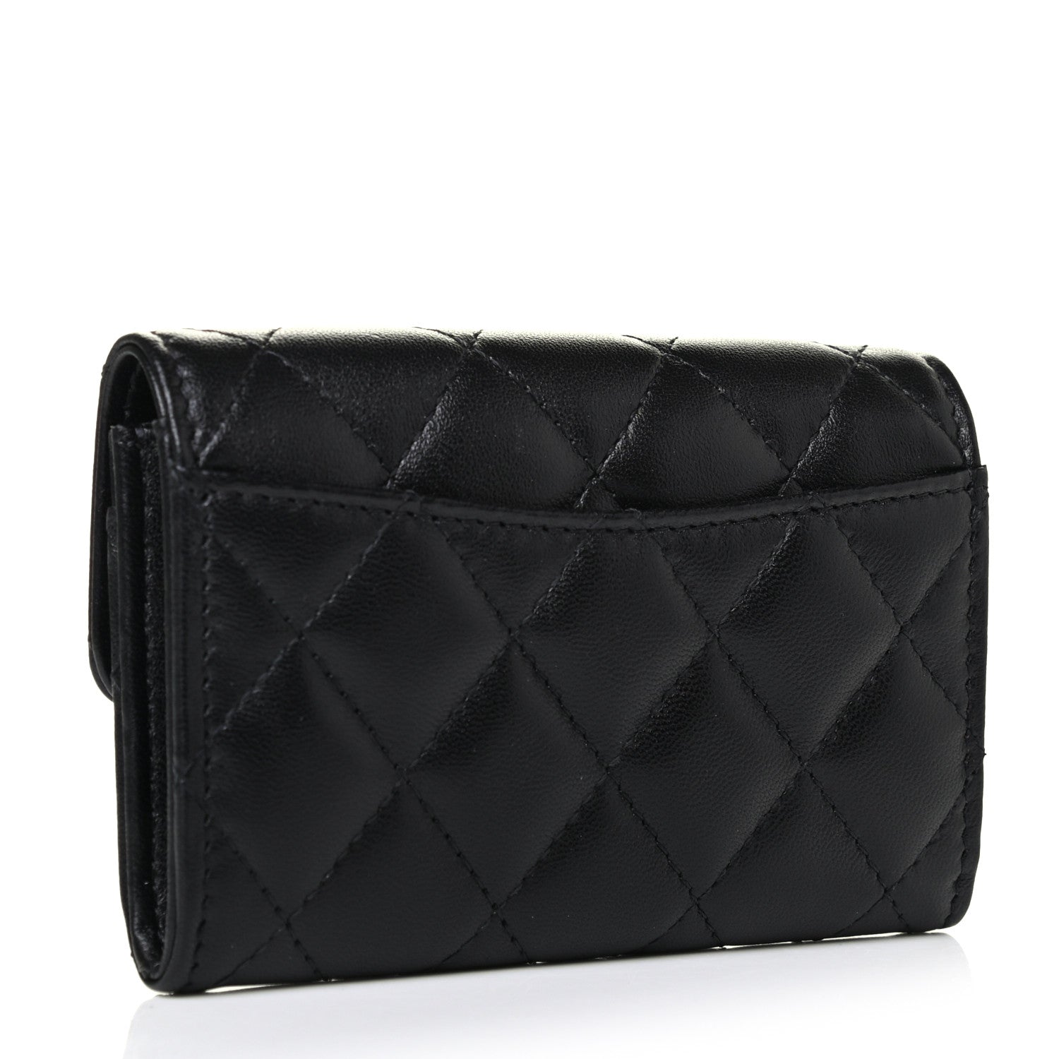 Chanel Lambskin Quilted Flap Card Holder Wallet So Black 2 of 4